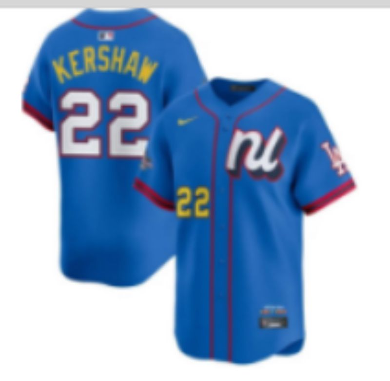 Men 2025 Los Angeles Dodgers 22 Kershaw Blue All star Nike MLB Jersey style 06